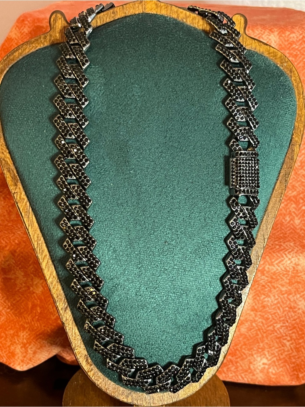 Black Pave Cuban Link Necklace - 16” Women’s Jewelry